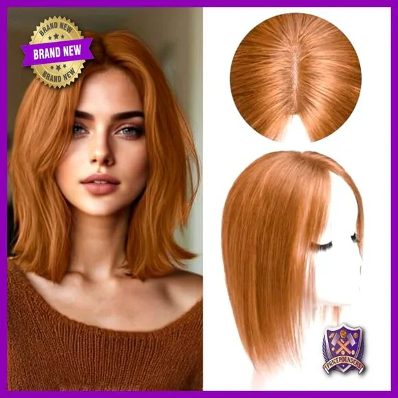 Human Hair Topper Clip-In Swiss Lace Base No Bangs Thinning Hair Coverage